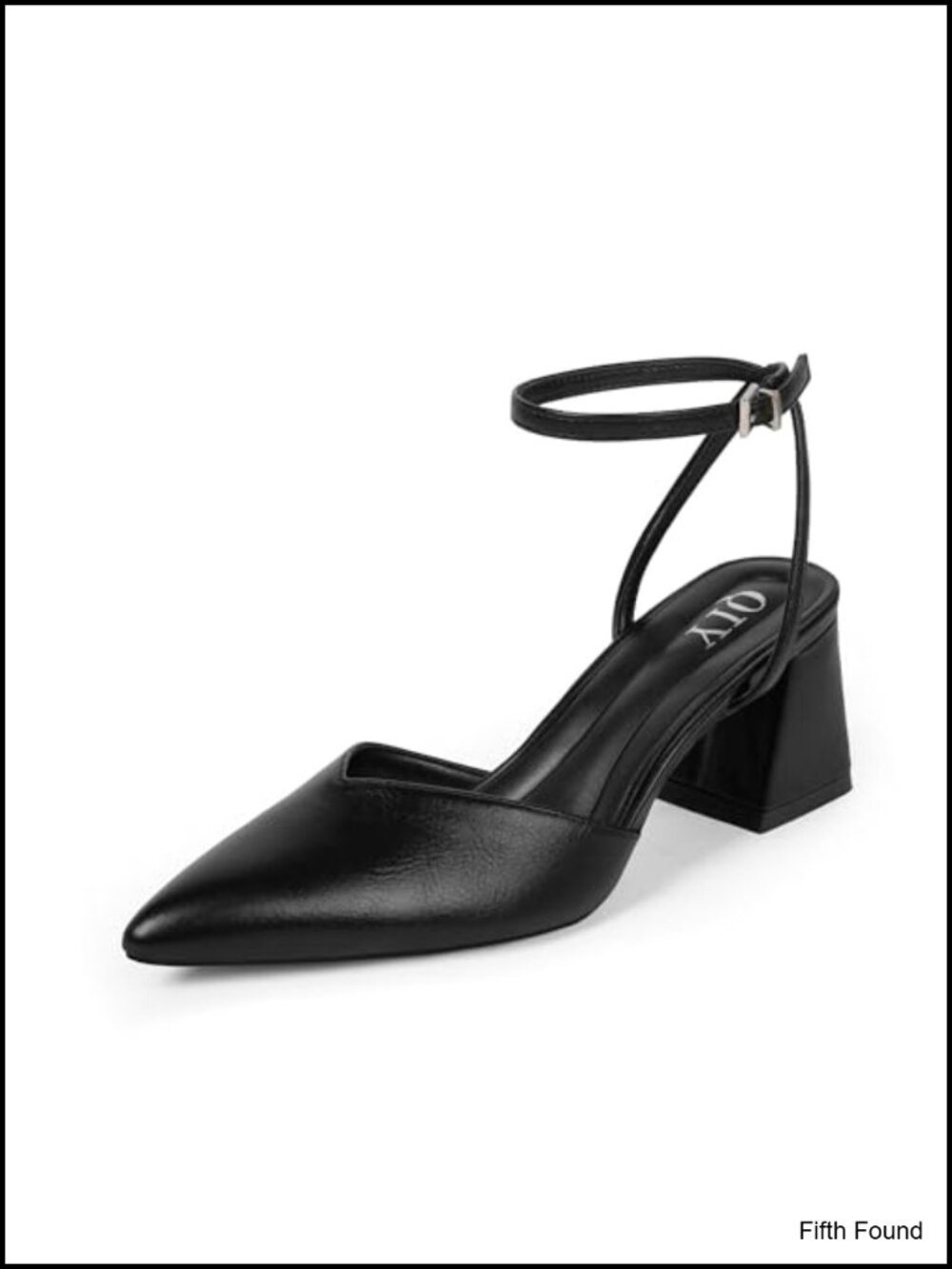 Chunky Heel Pumps Strappy Ankle Strap Women Pointed Toe Office Heels Faux